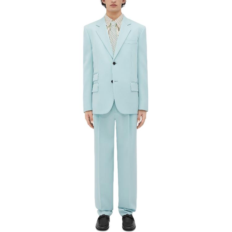 Bottega Veneta Mint Green Solid Button-Up Long Sleeve Jacket 744612V4C201801