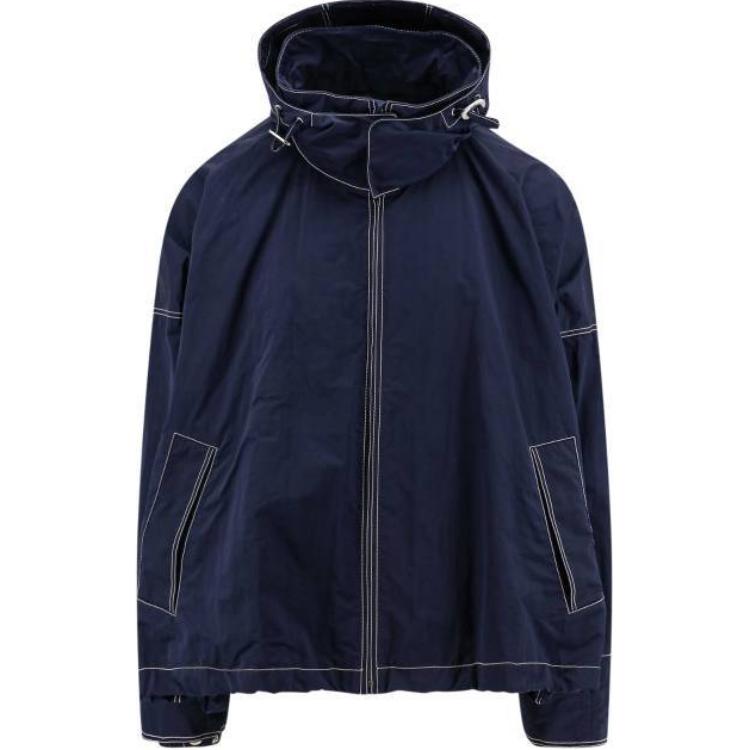 Bottega Veneta Navy Blue Hooded Full Zip Loose Fit Jacket 767969VF4K04121
