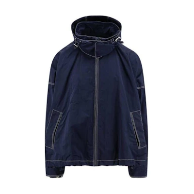 Bottega Veneta Navy Blue Hooded Full Zip Loose Fit Jacket 767969VF4K04121