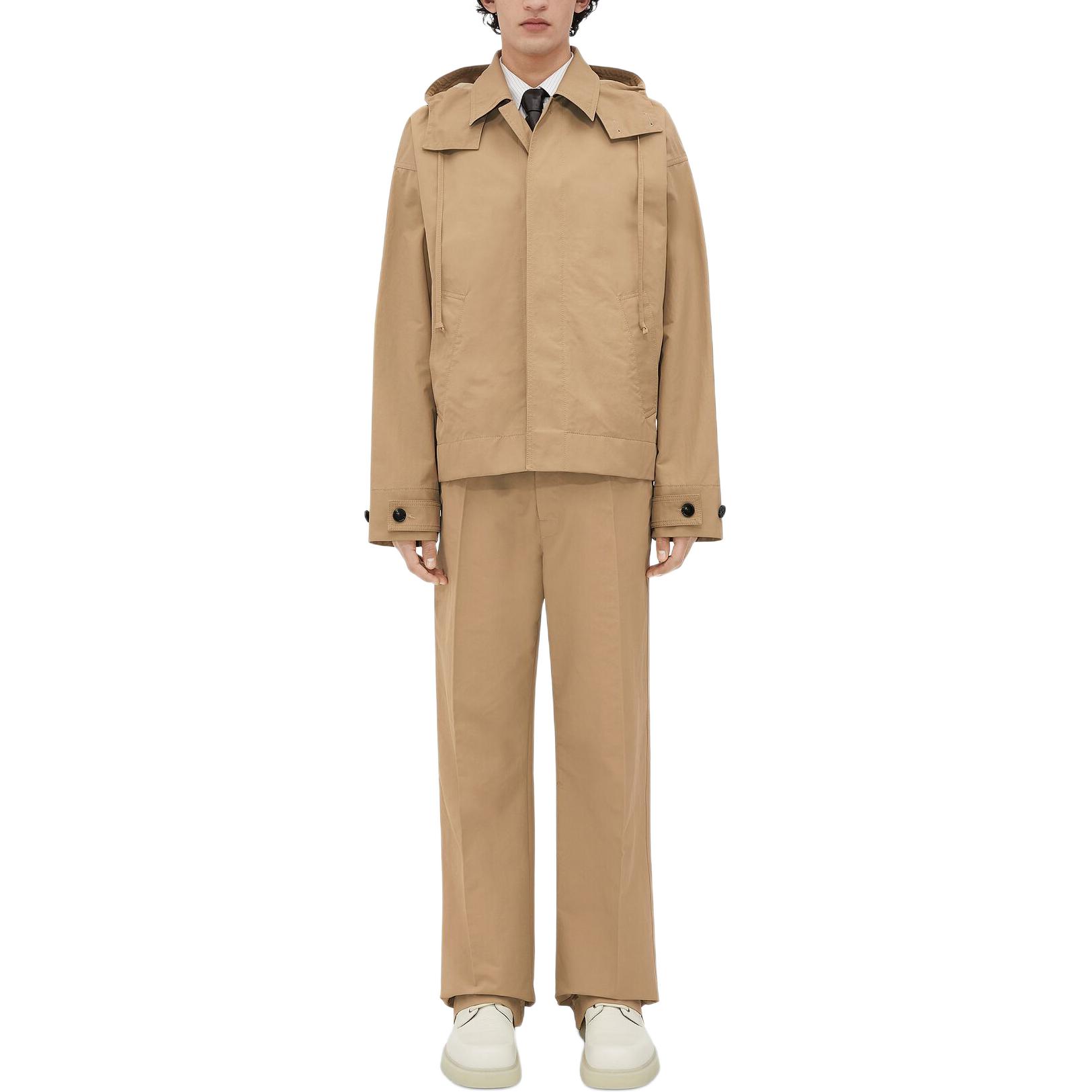 Bottega Veneta Oatmeal Hooded Button-Up Jacket 785253V4D709233