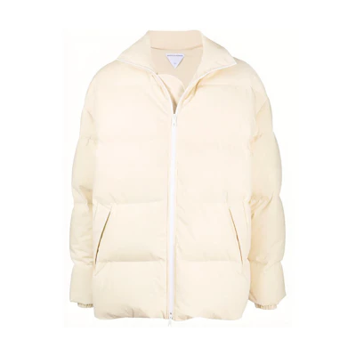 Bottega Veneta Off-White Solid Zip Long-Sleeve Down Jacket 665999VKH509217