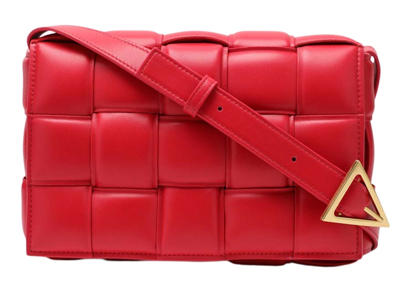 Bottega Veneta Padded Intreccio Cassette Crossbody Red