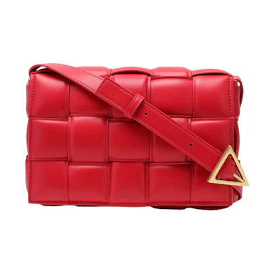 Bottega Veneta Padded Intreccio Cassette Crossbody Red