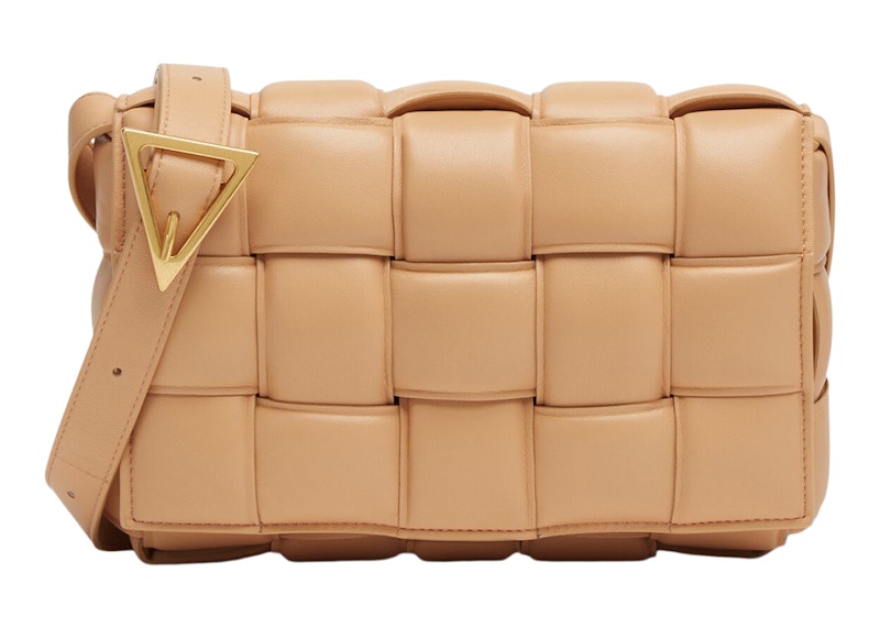 Bottega Veneta Padded Intreccio Cassette Crossbody Bag Almond