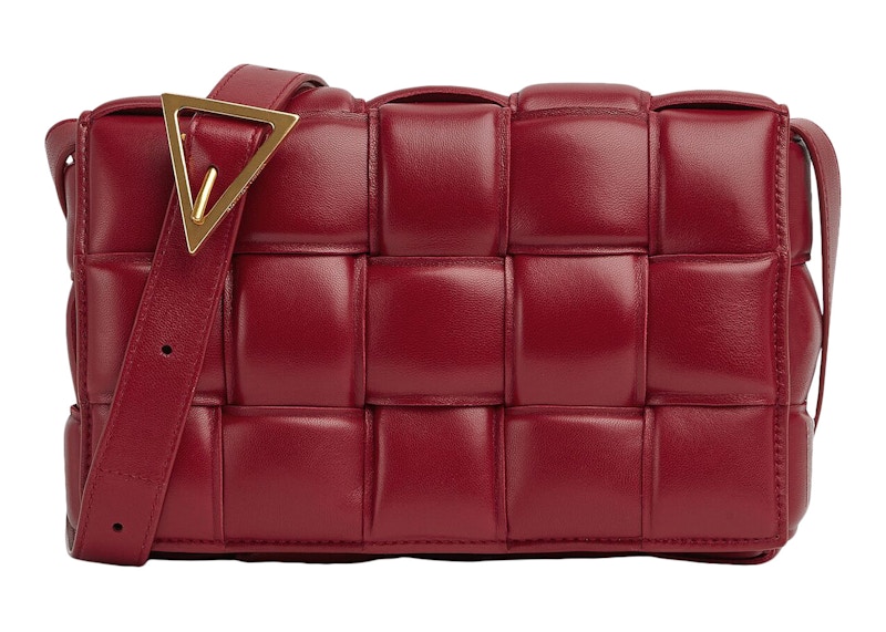 Bottega Veneta Padded Intreccio Cassette Crossbody Bag Dark Red