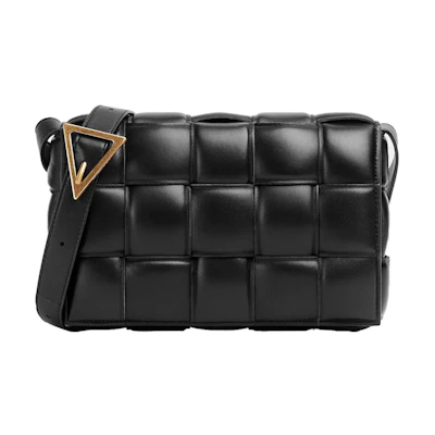 Bottega Veneta Padded Intreccio Cassette Crossbody Bag Black