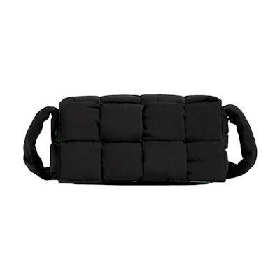Bottega Veneta Padded Tech Cassette Intreccio Crossbody Bag Medium Black/Parakeet