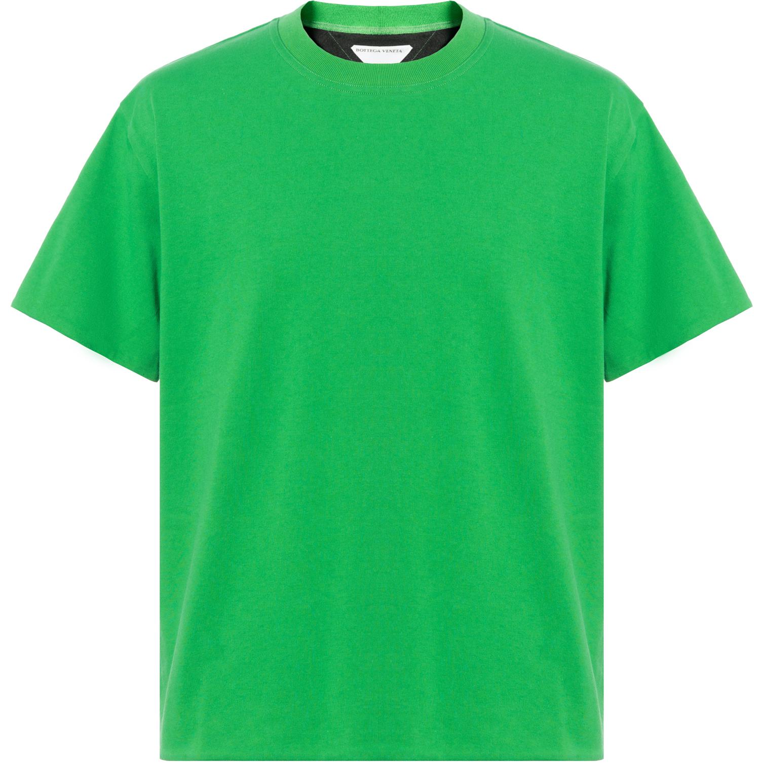 Bottega Veneta Parrot Green Colorblock Cuffed Short-Sleeve T-Shirt 661788V16E04864