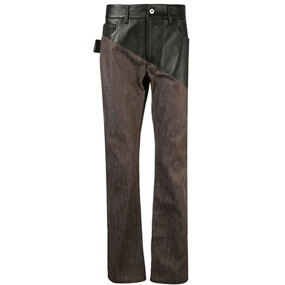 Bottega Veneta Patchwork Straight Jeans Brown FW21 607913VKLI02028