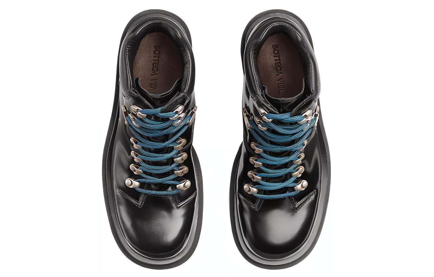 Bottega Veneta Patent Leather Lace-Up Ankle Boots 'Black' 圖 2