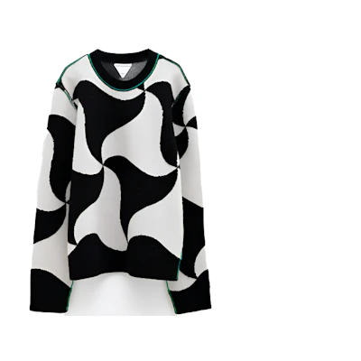 Bottega Veneta Patterned Wool Sweater Black SS22 Collection 692462V1T901056