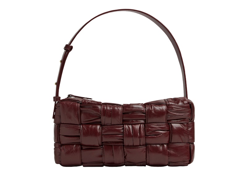 Bottega Veneta Plisse Intreccio Cassette Brick Shoulder Bag Barolo