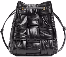 Bottega Veneta Plisse Intreccio Cassette Bucket Crossbody Bag Small Black Bottega Veneta Plisse Intreccio Cassette Bucket Crossbody Bag Small Black