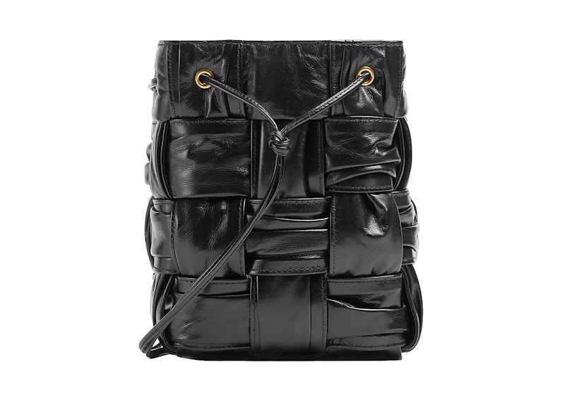 Bottega Veneta Plisse Intreccio Cassette Bucket Crossbody Bag Small Black 圖 2
