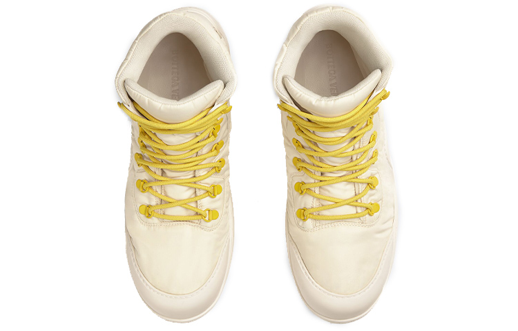 Shop Bottega Veneta 葆蝶家 科技布料系帶工裝短靴 白色