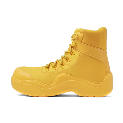 Bottega Veneta Puddle Bomber 'Yellow Tech-Fabric Lace-Up Ankle Boot'