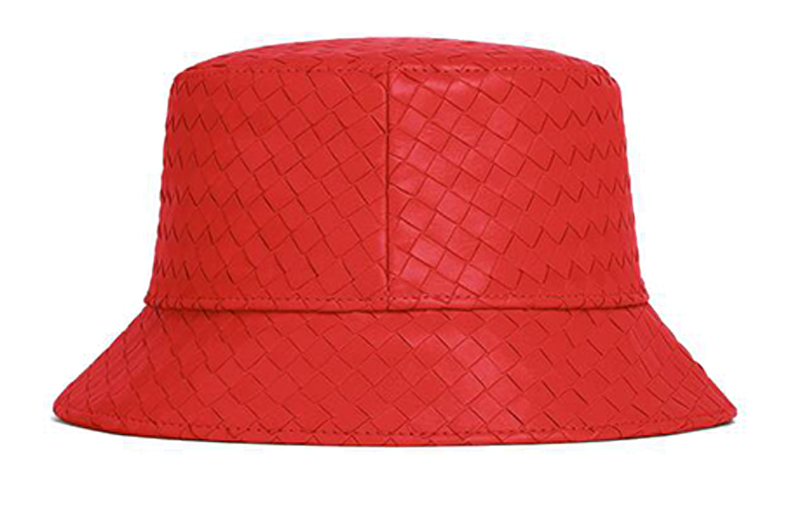 Bottega Veneta Red Lambskin Solid Design Bucket Hat 687343VZQO56233