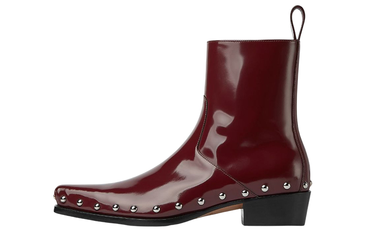 Buy Bottega Veneta葆蝶家 Ripley 皮革 鉚釘 尖頭 短靴 男款 紅色