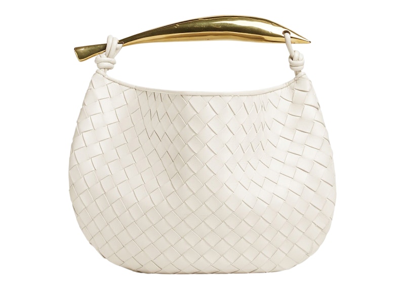 Bottega Veneta Sardine Intrecciato Top Handle Small Chalk
