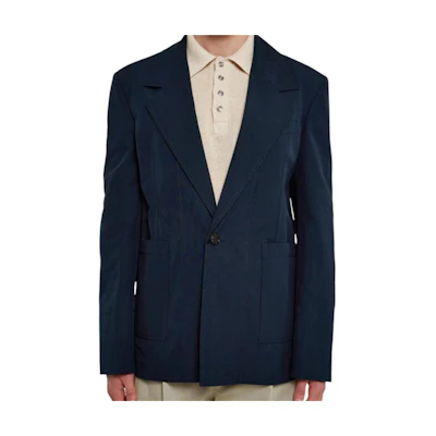 Bottega Veneta Single-Button Solid Long Sleeve Casual Jacket Blue 743821V2BL04140