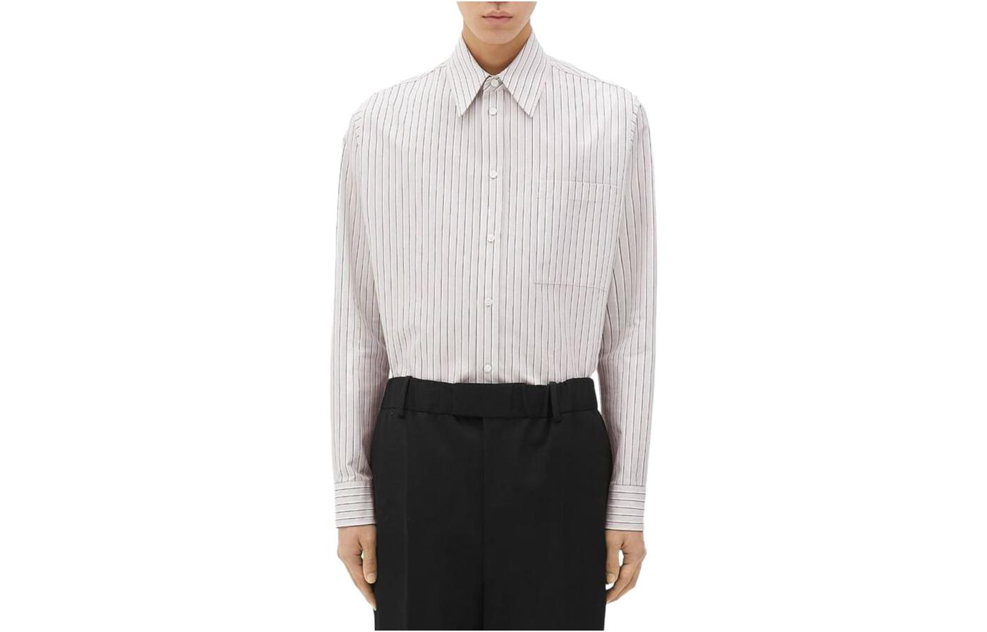 Bottega Veneta Slim Fit Striped Button-Down Shirt Light Gray 720688V35N01660