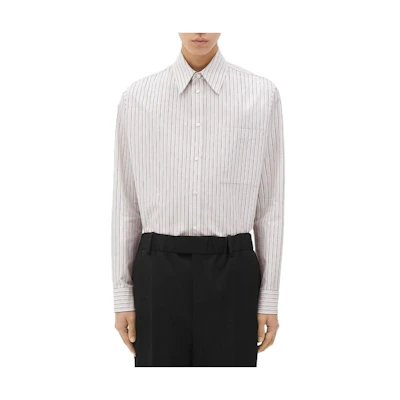 Bottega Veneta Slim Fit Striped Button-Down Shirt Light Gray 720688V35N01660