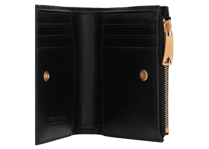 Order ボッテガ・ヴェネタ 小さな二つ折りジップ財布イントレッチオ ブラック