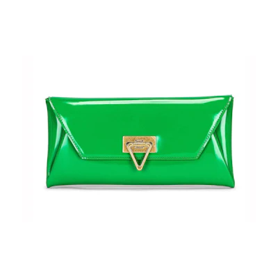 Bottega Veneta Small Point Lock Clutch Bag Green