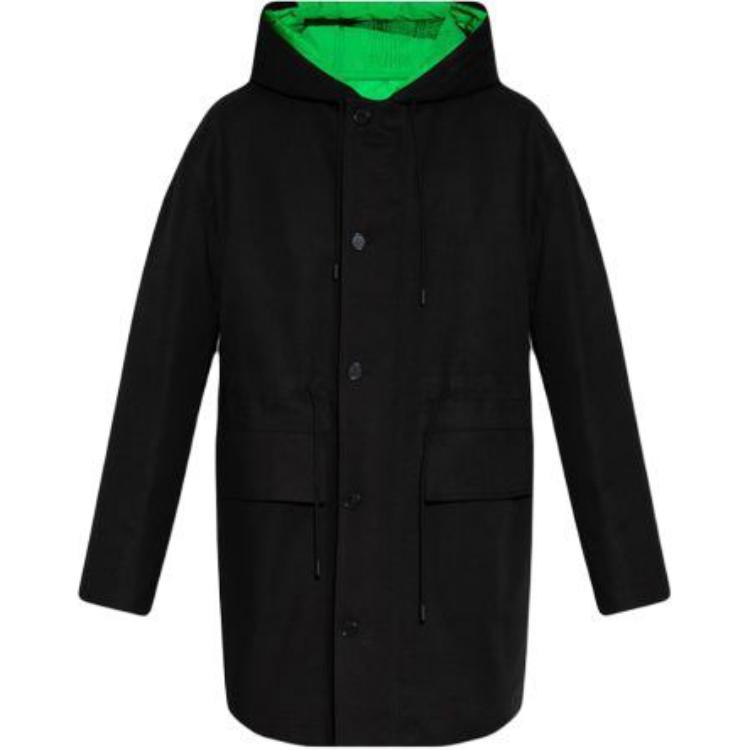 Bottega Veneta Solid Black Hooded Zip Pocket Jacket 708333V0BT01000