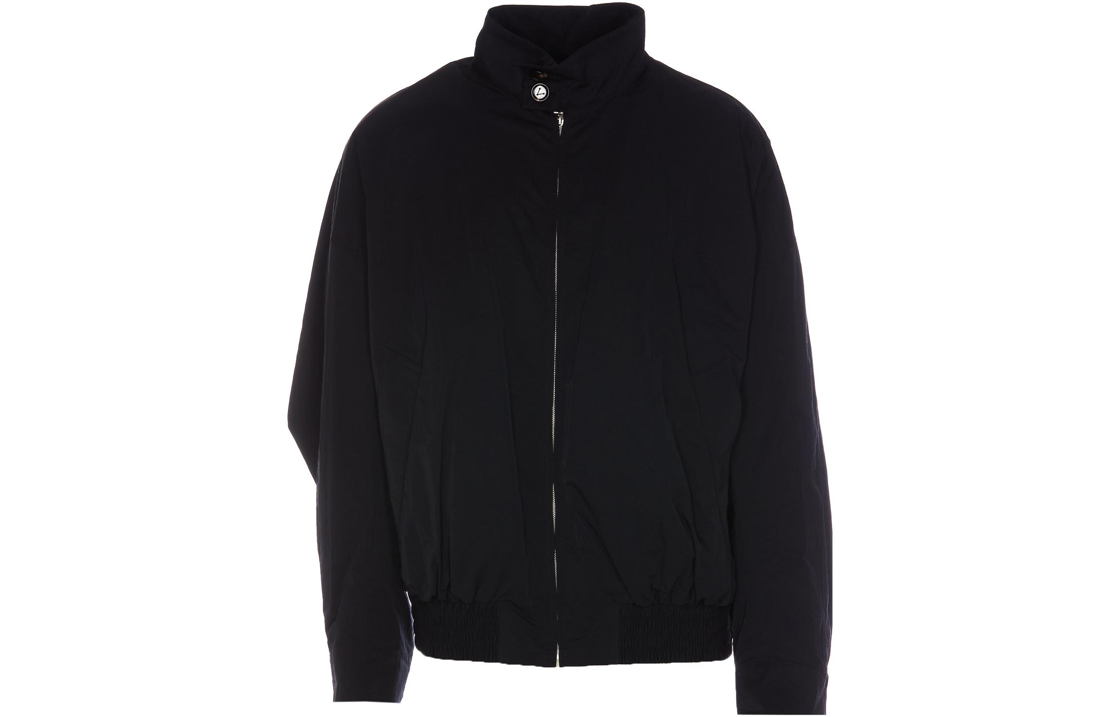 Bottega Veneta Solid Black Loose-Fit Stand Collar Zip Jacket 761325-VF4K0-4030