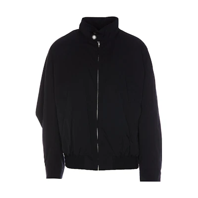 Bottega Veneta Solid Black Loose-Fit Stand Collar Zip Jacket 761325-VF4K0-4030