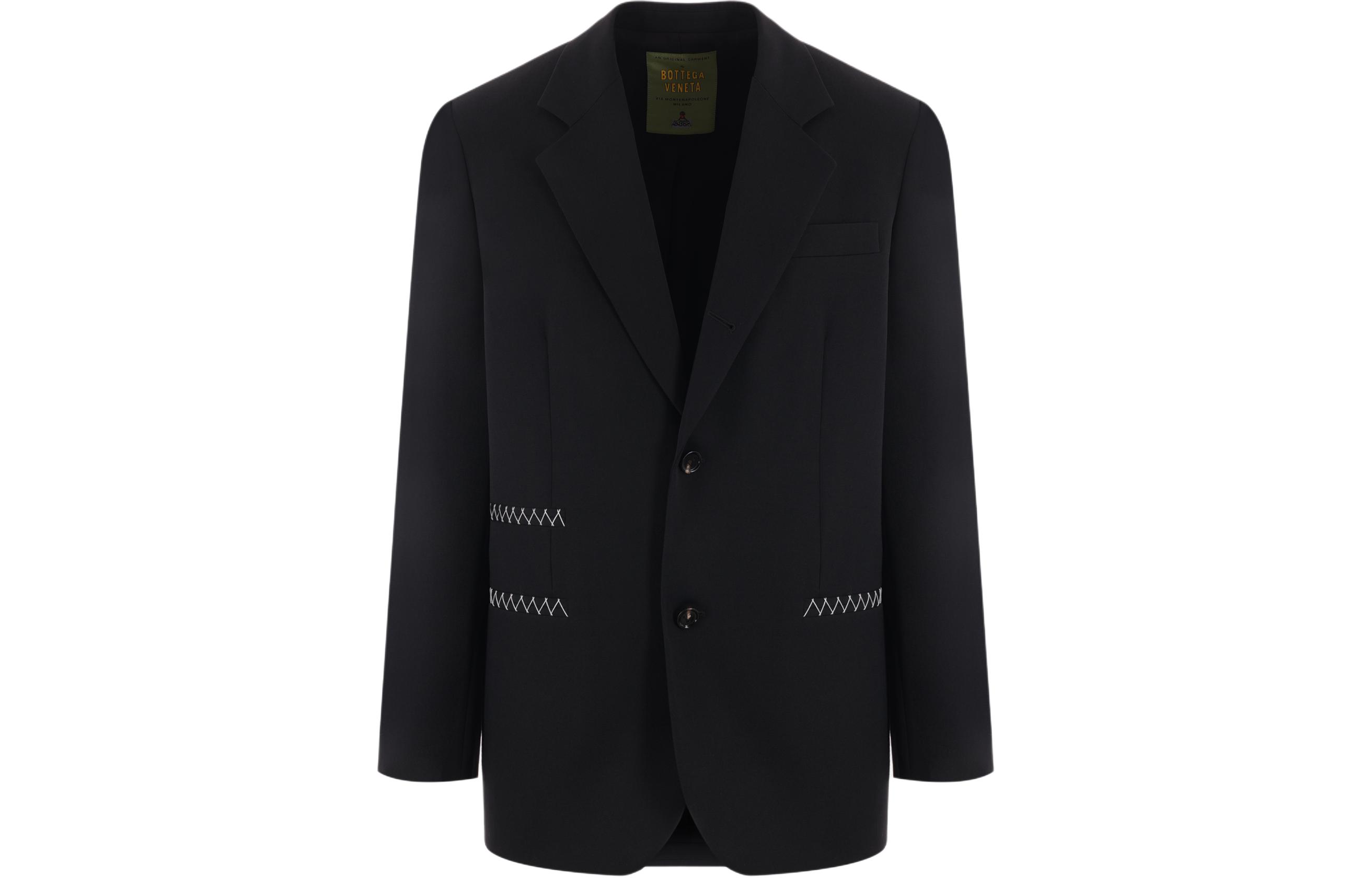 Bottega Veneta Solid Black Single-Breasted Suit Jacket 776245V3PH01000