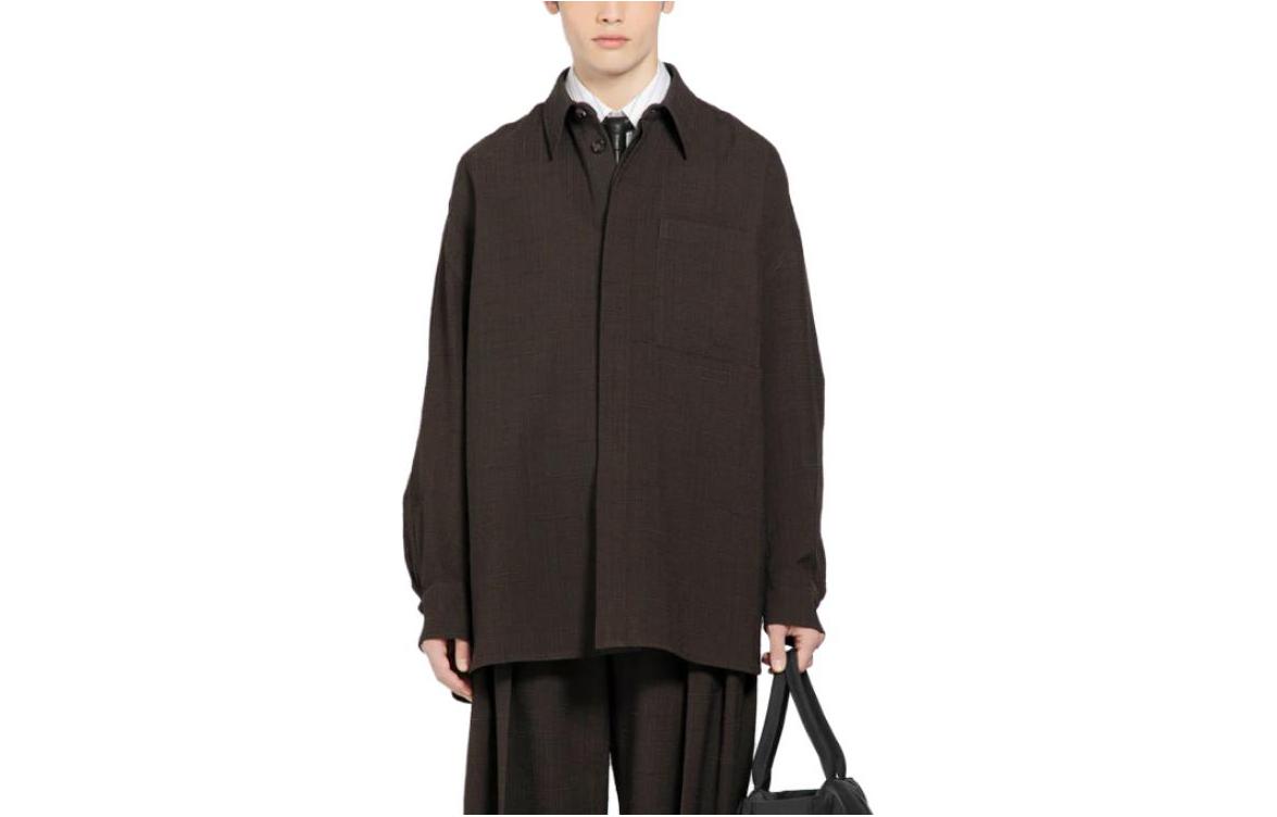 Order Bottega Veneta 男士棕色純色長袖襯衫 761431V3FD02078