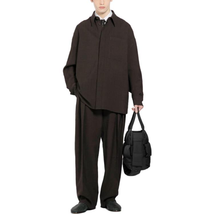 Lookbook Bottega Veneta 男士棕色純色長袖襯衫 761431V3FD02078