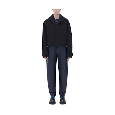 Bottega Veneta Solid Collar Long-Sleeve Jacket Midnight Blue FW22 723006V25I04246