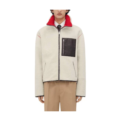 Bottega Veneta Solid Color High-Neck Short Jacket - White 793732V4AX09908