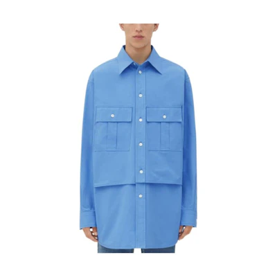 Bottega Veneta Solid Color Long Sleeve Shirt Blue SS24 772378V2BL04225