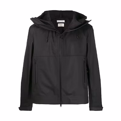 Bottega Veneta Solid Color Zip-Up Hoodie Jacket - Black 600718VKKG01000