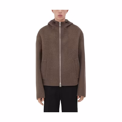 Bottega Veneta Solid Color Zip Hoodie Jacket Brown 716566V2C902603