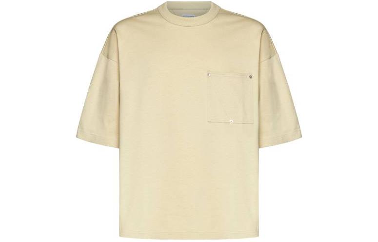 Bottega Veneta Solid Cotton Jersey T-Shirt in Hay Color 773598VKLZ08807