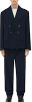 Bottega Veneta Solid Double-Breasted Jacket Midnight Blue Mens 784204V4CS04246 Bottega Veneta Solid Double-Breasted Jacket Midnight Blue Mens 784204V4CS04246