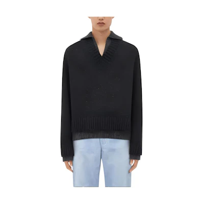 Bottega Veneta Solid Gray V-Neck Long Sleeve Sweater 760069V3DQ04087