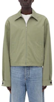 Bottega Veneta Solid Green Zip-Up Collared Jacket 791189V4CS03025 Bottega Veneta Solid Green Zip-Up Collared Jacket 791189V4CS03025