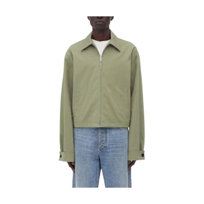Bottega Veneta Solid Green Zip-Up Collared Jacket 791189V4CS03025