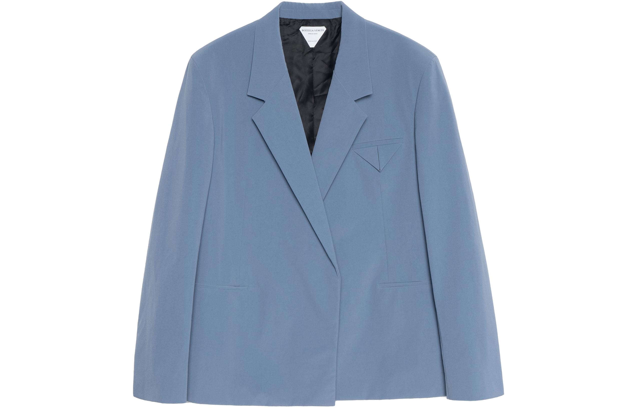Bottega Veneta Solid Knit Long Sleeve Blue Blazer 618164VKJ604133