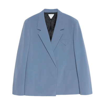 Bottega Veneta Solid Knit Long Sleeve Blue Blazer 618164VKJ604133