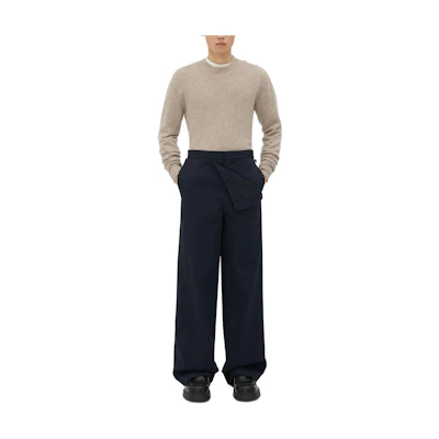 Bottega Veneta Solid Midnight Blue Straight-Leg Pants SS24 779571V2T104246