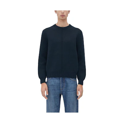 Bottega Veneta Solid Navy Crewneck Pullover Sweater SS23 720337V2FR04140