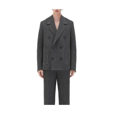 Bottega Veneta Solid Wool Button-Up Jacket Gray 713671V2CA01962