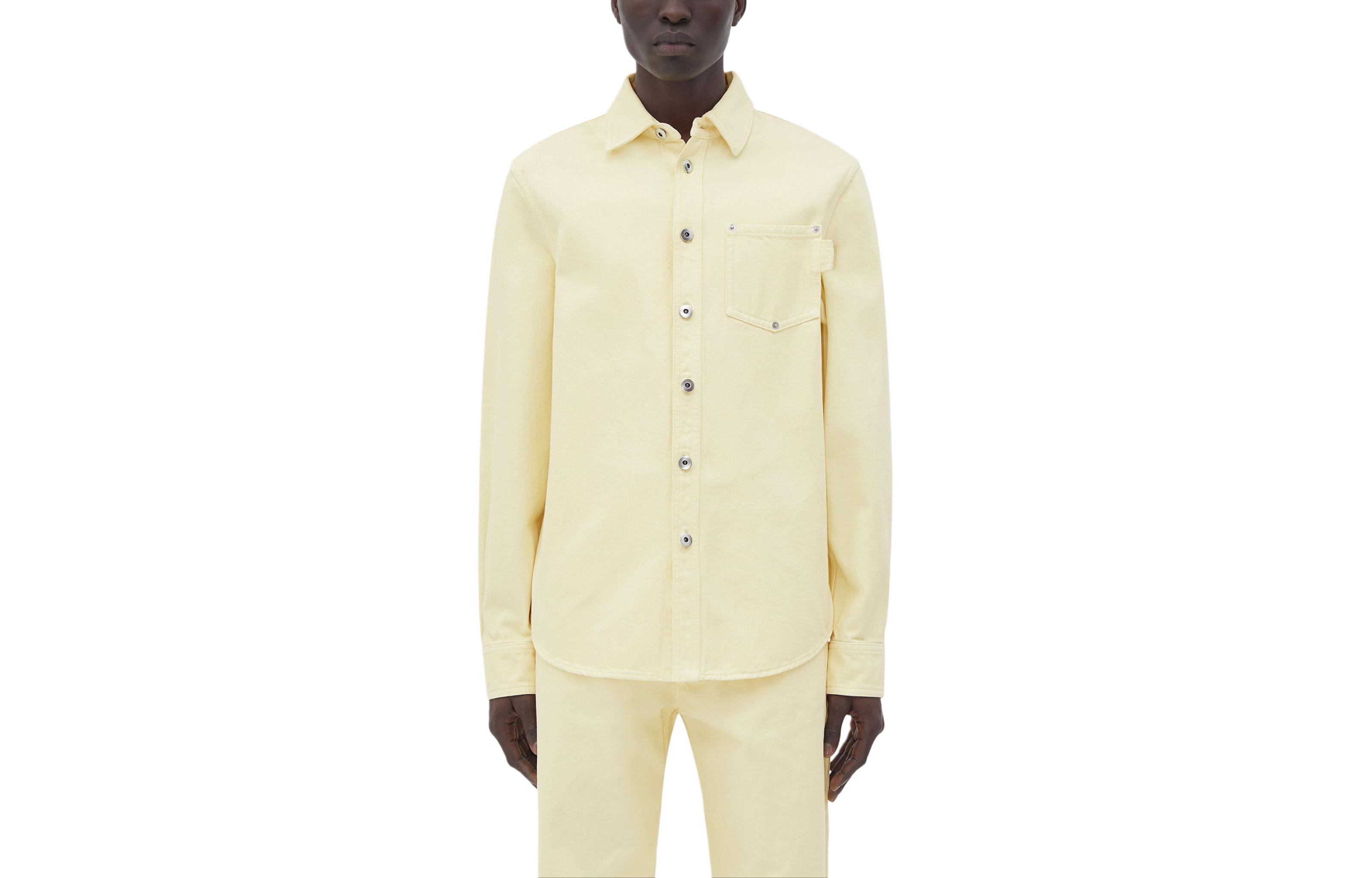 Bottega Veneta Solid Yellow Long Sleeve Casual Shirt SS24 789336V33Z07061